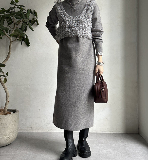  「【WEB限定】アンサンブルニットワンピース」|スーツ|