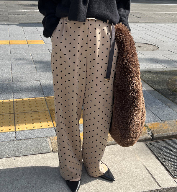  「フロッキードットパンツ」|チノ|ベージュ