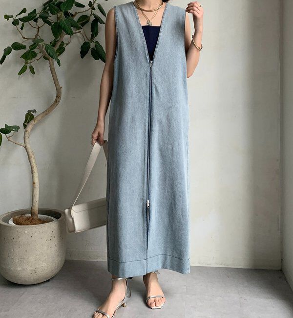  「フロントファスナーデニムジャンスカ」|ワンピース|