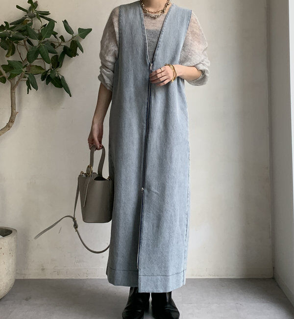  「フロントファスナーデニムジャンスカ」|ワンピース|