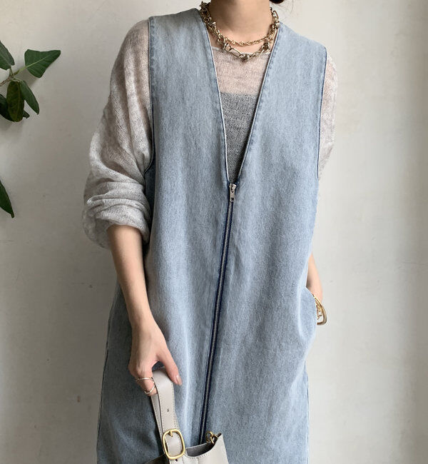  「フロントファスナーデニムジャンスカ」|ワンピース|