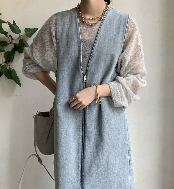  「フロントファスナーデニムジャンスカ」|ワンピース|