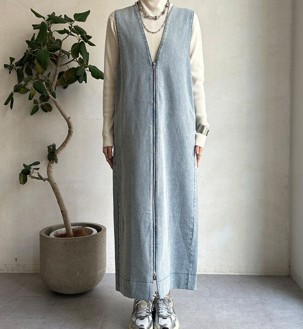  「フロントファスナーデニムジャンスカ」|ワンピース|