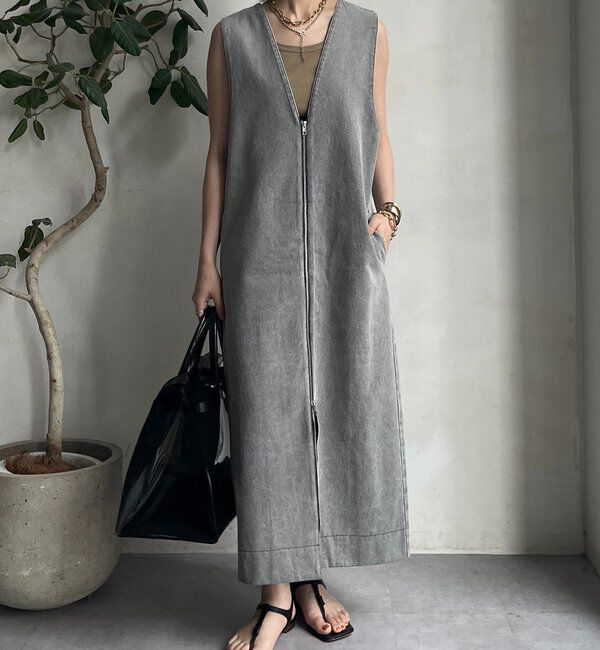  「フロントファスナーデニムジャンスカ」|ワンピース|