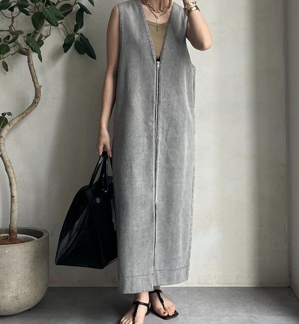  「フロントファスナーデニムジャンスカ」|ワンピース|