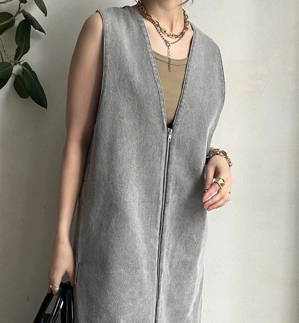  「フロントファスナーデニムジャンスカ」|ワンピース|