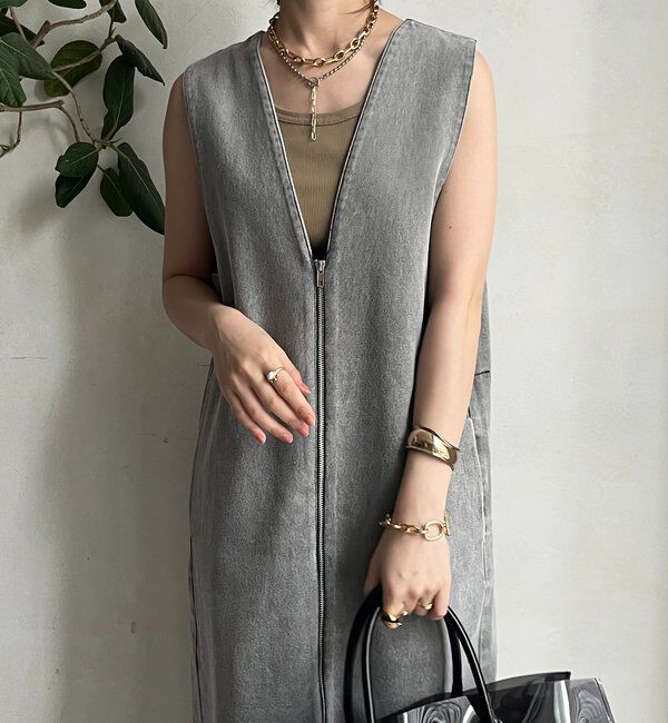  「フロントファスナーデニムジャンスカ」|ワンピース|