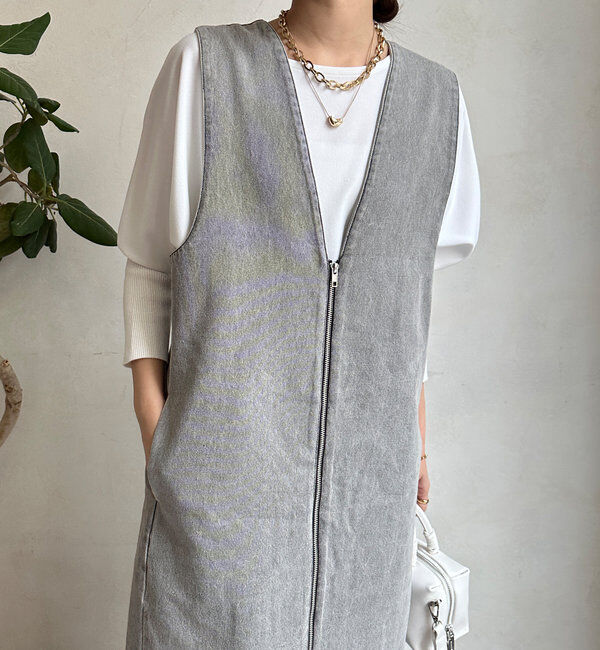  「フロントファスナーデニムジャンスカ」|ワンピース|