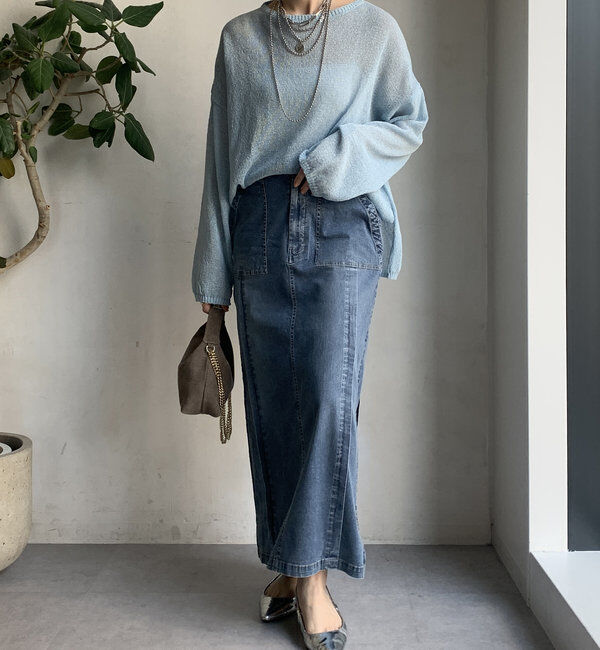  「【WEB限定】ライトオンスデニムタイトスカート」|スカート|