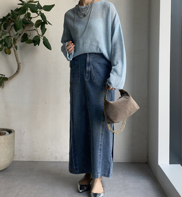  「【WEB限定】ライトオンスデニムタイトスカート」|スカート|