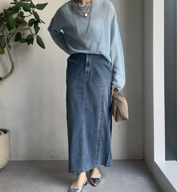  「【WEB限定】ライトオンスデニムタイトスカート」|スカート|