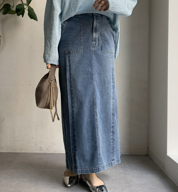  「【WEB限定】ライトオンスデニムタイトスカート」|スカート|