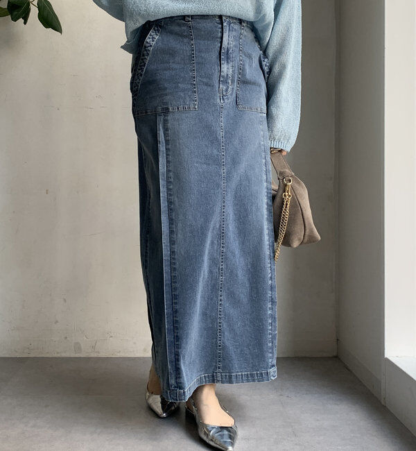  「【WEB限定】ライトオンスデニムタイトスカート」|スカート|