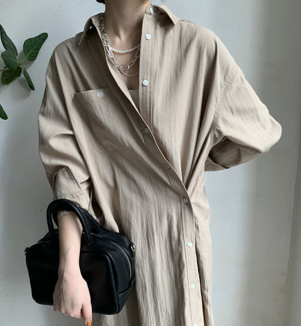  「【WEB限定】カシュクール2WAYシャツワンピース」|ワンピース|ベージュ