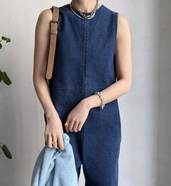  「【WEB限定】バックVデニムサロペット」|ワンピース|