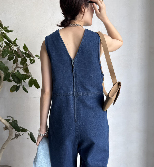  「【WEB限定】バックVデニムサロペット」|ワンピース|