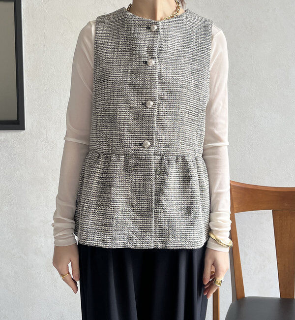 「【オケージョン対応】【WEB限定】杢ツイード切替ベスト」|ベスト・ジレ|