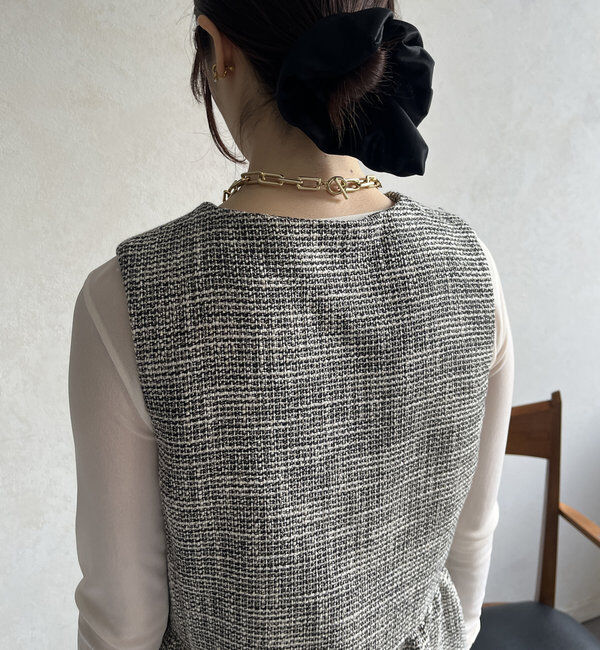  「【オケージョン対応】【WEB限定】杢ツイード切替ベスト」|ベスト・ジレ|