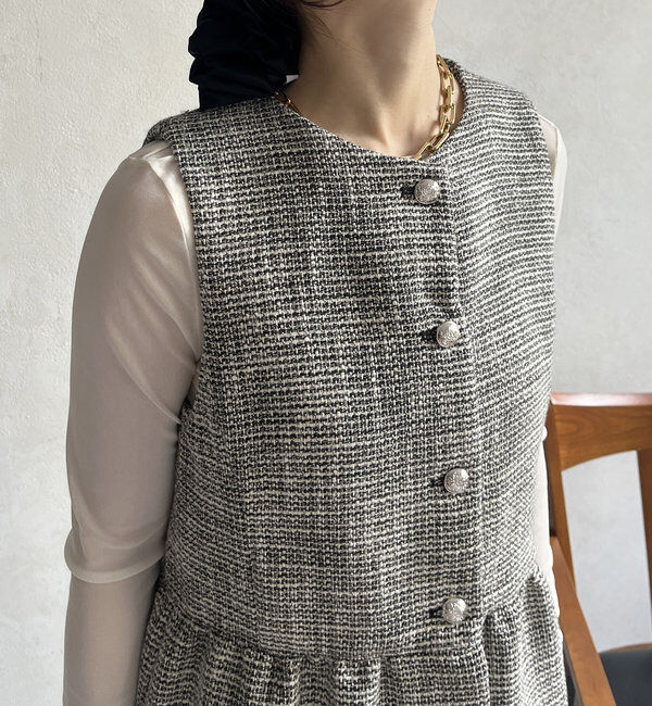  「【オケージョン対応】【WEB限定】杢ツイード切替ベスト」|ベスト・ジレ|