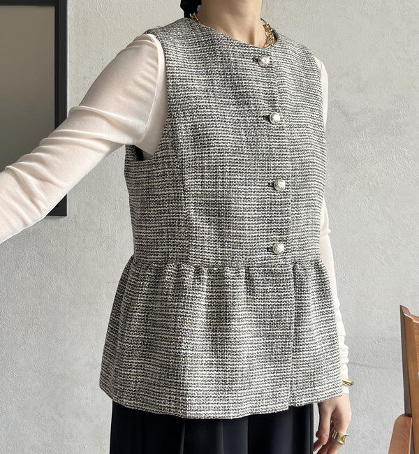  「【オケージョン対応】【WEB限定】杢ツイード切替ベスト」|ベスト・ジレ|