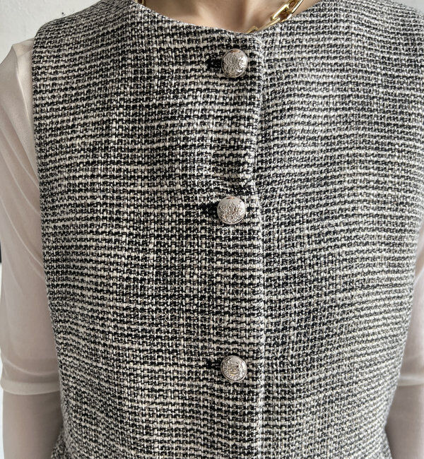  「【オケージョン対応】【WEB限定】杢ツイード切替ベスト」|ベスト・ジレ|