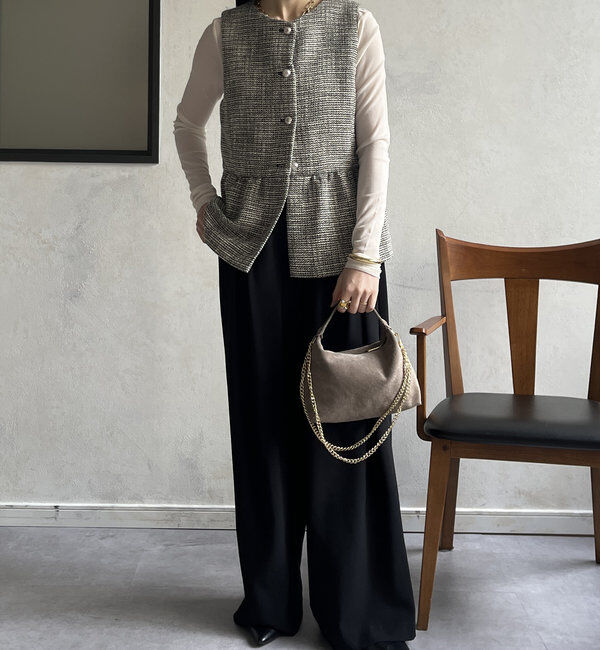  「【オケージョン対応】【WEB限定】杢ツイード切替ベスト」|ベスト・ジレ|