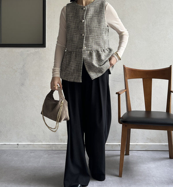  「【オケージョン対応】【WEB限定】杢ツイード切替ベスト」|ベスト・ジレ|