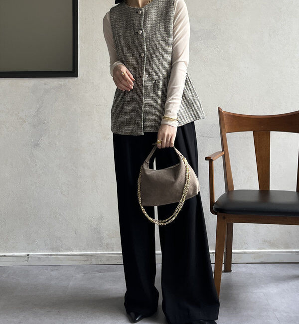  「【オケージョン対応】【WEB限定】杢ツイード切替ベスト」|ベスト・ジレ|