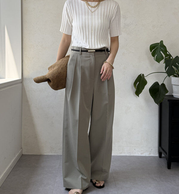  「【WEB限定】ワイドリブハーフスリーブニット」|ニット・セーター|