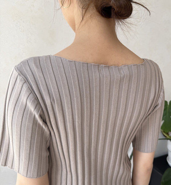  「【WEB限定】ワイドリブハーフスリーブニット」|ニット・セーター|