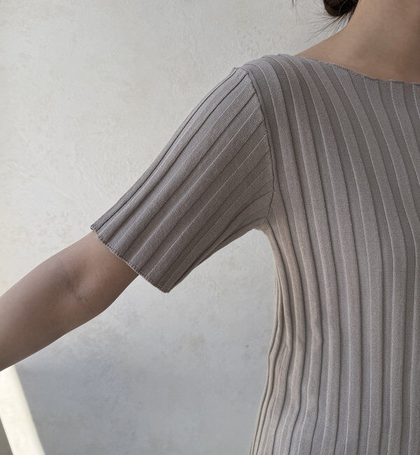  「【WEB限定】ワイドリブハーフスリーブニット」|ニット・セーター|