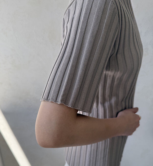  「【WEB限定】ワイドリブハーフスリーブニット」|ニット・セーター|