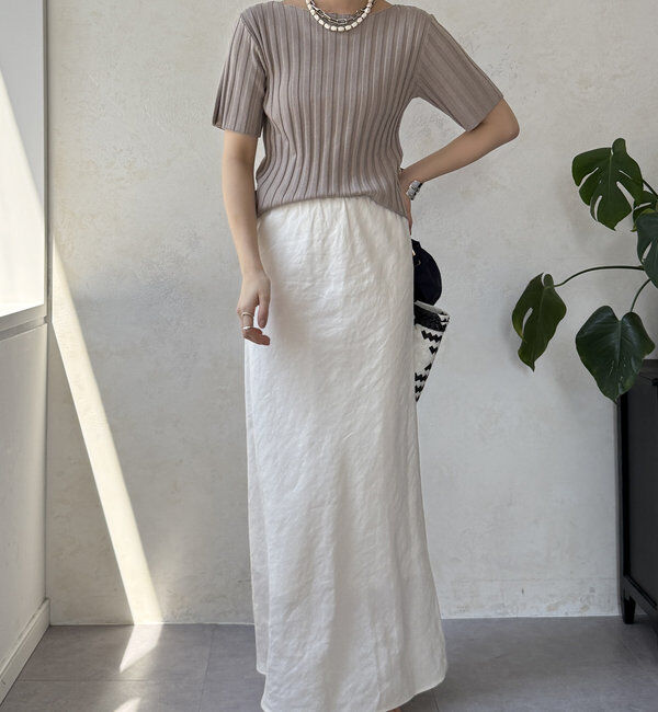  「【WEB限定】ワイドリブハーフスリーブニット」|ニット・セーター|