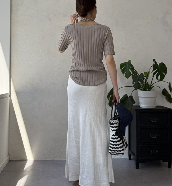  「【WEB限定】ワイドリブハーフスリーブニット」|ニット・セーター|