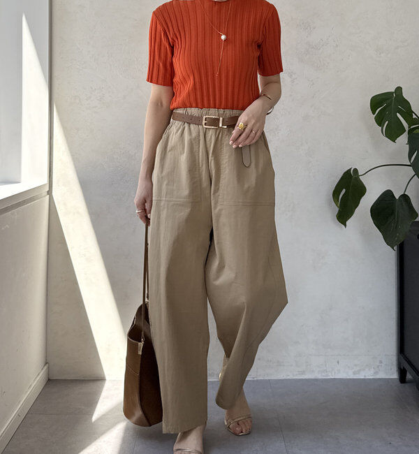  「【WEB限定】ワイドリブハーフスリーブニット」|ニット・セーター|