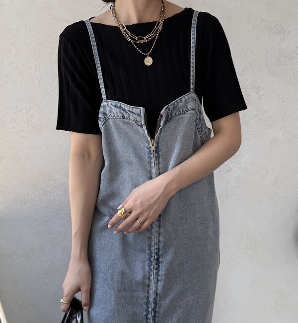  「【WEB限定】ワイドリブハーフスリーブニット」|ニット・セーター|