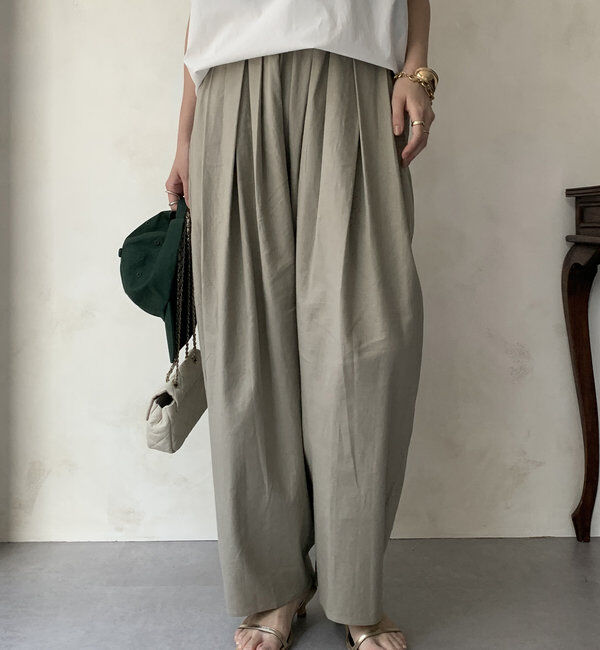  「【WEB限定】ランダムタックパンツ」|チノ|ベージュ