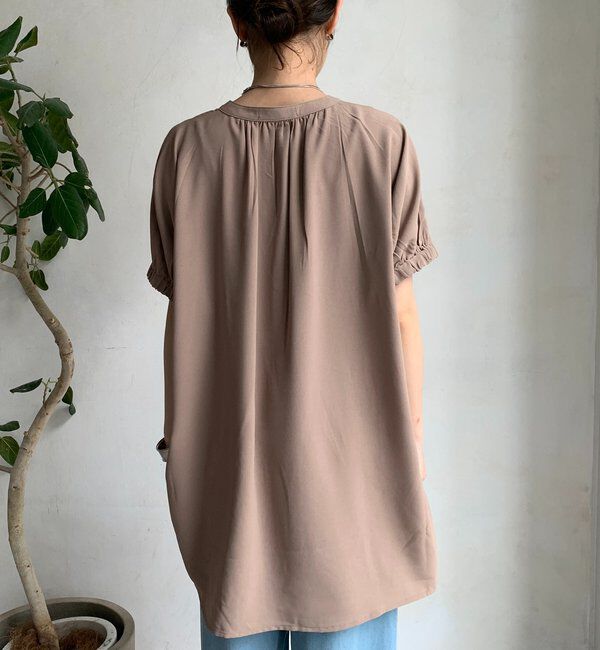  「【WEB限定】ライトジョーゼットスキッパーギャザーチュニック」|シャツ・ブラウス|