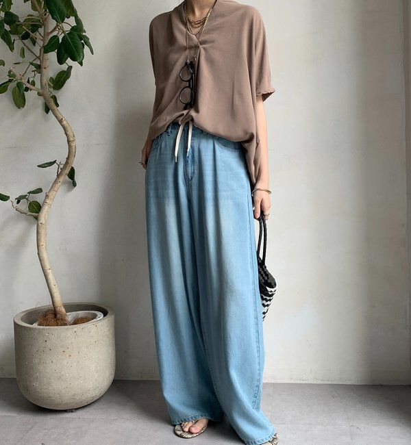  「【WEB限定】ライトジョーゼットスキッパーギャザーチュニック」|シャツ・ブラウス|