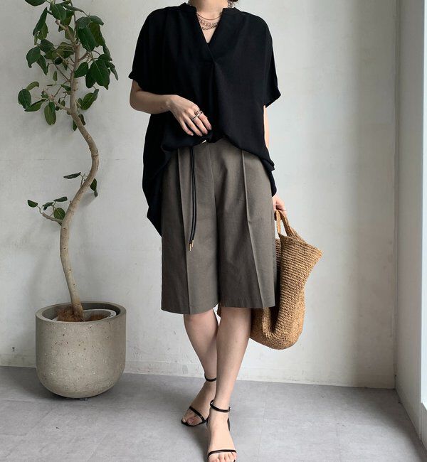  「【WEB限定】ライトジョーゼットスキッパーギャザーチュニック」|シャツ・ブラウス|