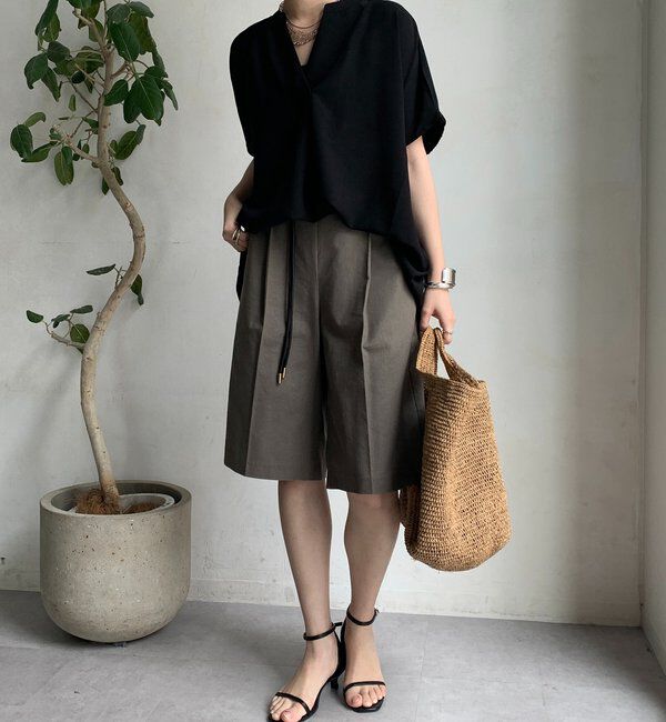  「【WEB限定】ライトジョーゼットスキッパーギャザーチュニック」|シャツ・ブラウス|