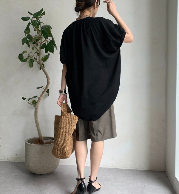  「【WEB限定】ライトジョーゼットスキッパーギャザーチュニック」|シャツ・ブラウス|