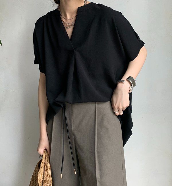  「【WEB限定】ライトジョーゼットスキッパーギャザーチュニック」|シャツ・ブラウス|