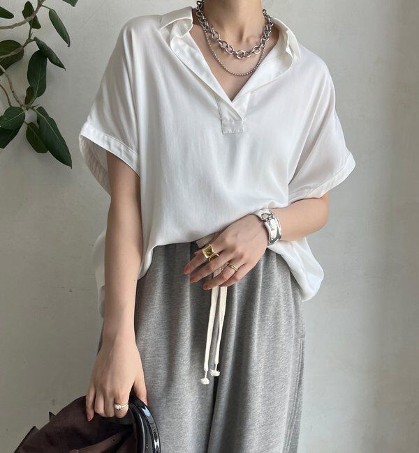  「リヨセルツイルスキッパーシャツ」|シャツ・ブラウス|オフホワイト