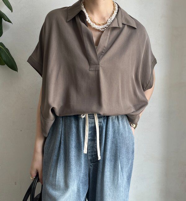  「リヨセルツイルスキッパーシャツ」|シャツ・ブラウス|モカ