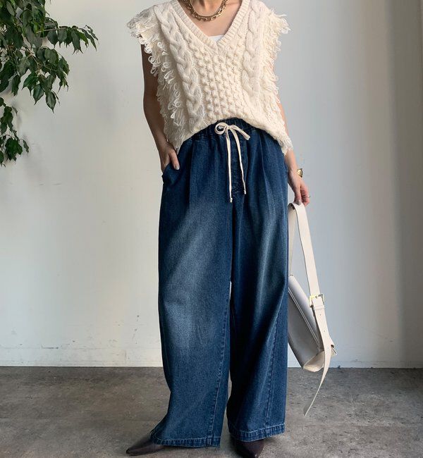  「【WEB限定】ループフリンジニットベスト」|ニット・セーター|