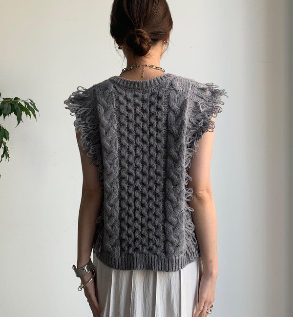  「【WEB限定】ループフリンジニットベスト」|ニット・セーター|
