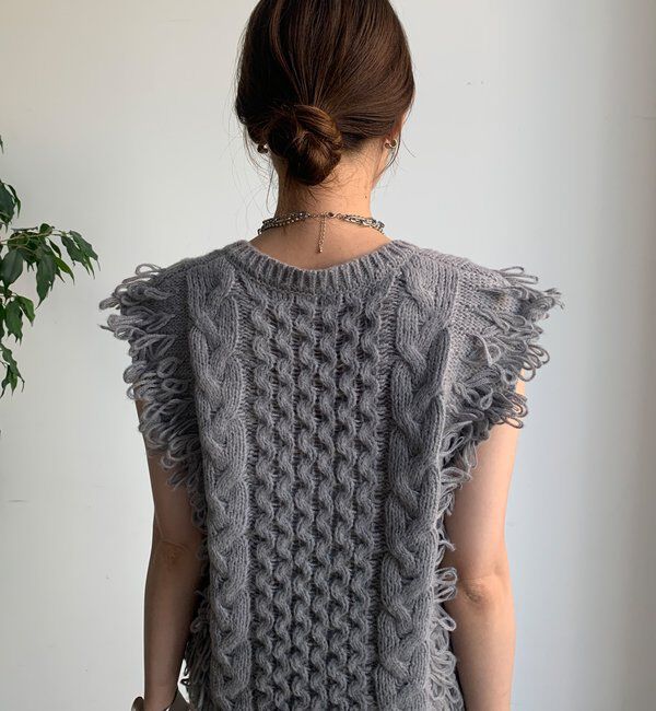  「【WEB限定】ループフリンジニットベスト」|ニット・セーター|