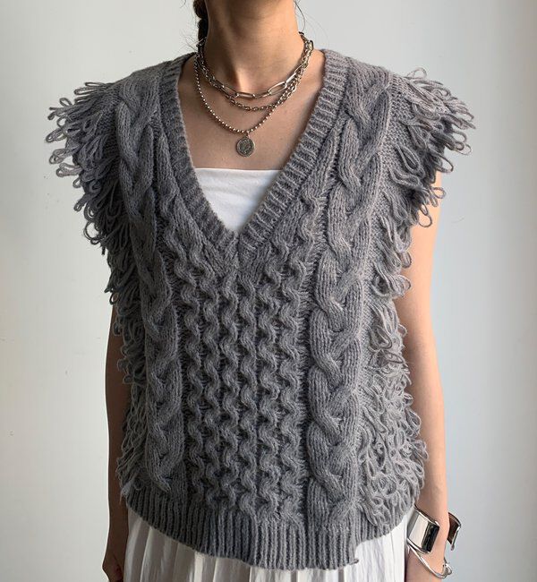  「【WEB限定】ループフリンジニットベスト」|ニット・セーター|