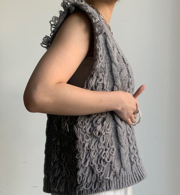  「【WEB限定】ループフリンジニットベスト」|ニット・セーター|